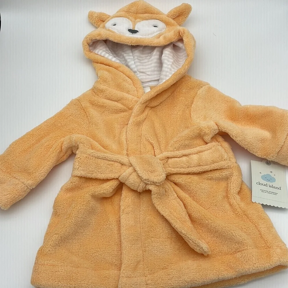 Cloud Island Target Baby Fox Plush Hooded Bath Robe - Peach Orange